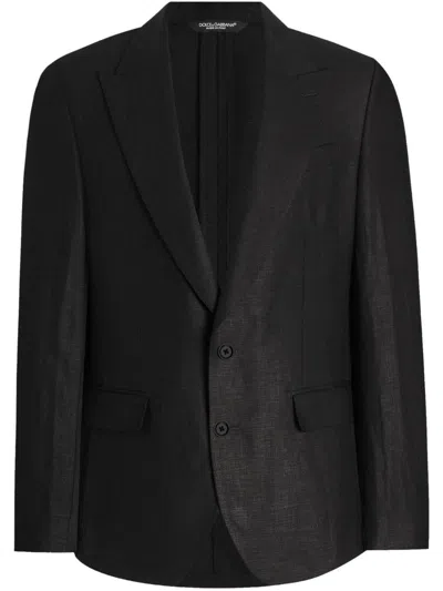 Dolce & Gabbana Black Single-breasted Linen Jacket