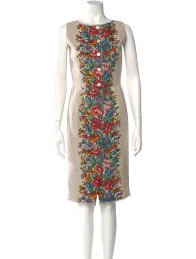 Pre-owned Dolce & Gabbana Linen Knee-length Dress In Neutral