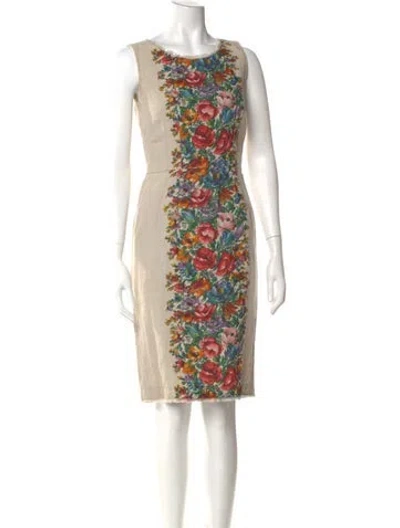 Pre-owned Dolce & Gabbana Linen Knee-length Dress In Neutral