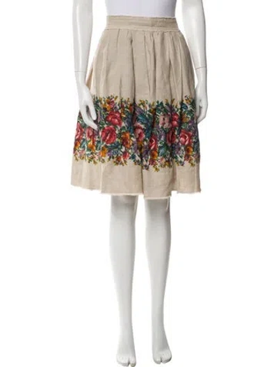 Pre-owned Dolce & Gabbana Linen Knee-length Skirt In Neutral