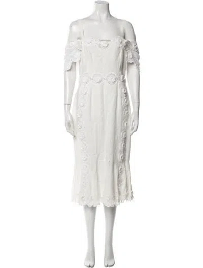 Pre-owned Dolce & Gabbana Linen Midi Length Dress In White