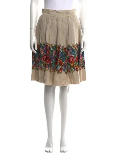 Pre-owned Dolce & Gabbana Linen Midi Length Skirt In Neutrals