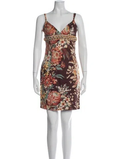 Pre-owned Dolce & Gabbana Linen Mini Dress In Brown