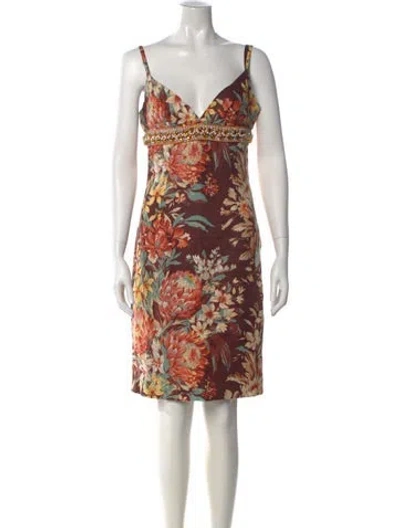 Pre-owned Dolce & Gabbana Linen Mini Dress In Brown