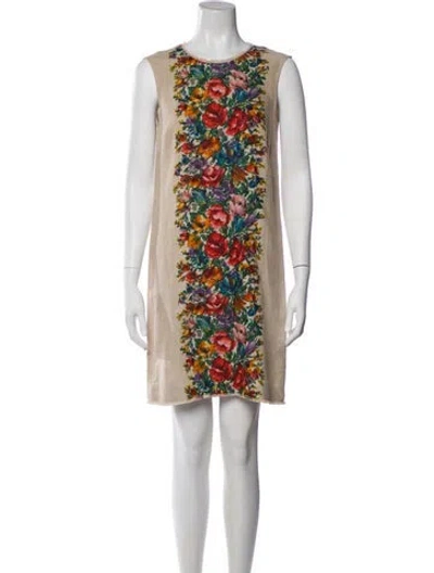 Pre-owned Dolce & Gabbana Linen Mini Dress In Neutral