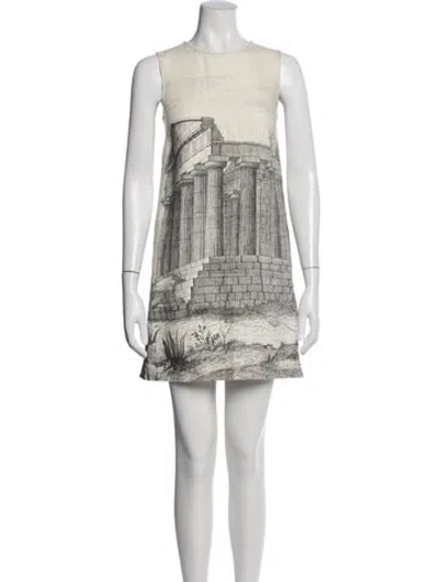 Pre-owned Dolce & Gabbana Linen Mini Dress In Neutral