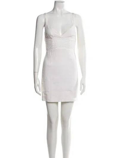 Pre-owned Dolce & Gabbana Linen Mini Dress In White