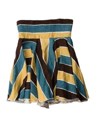 Pre-owned Dolce & Gabbana Linen Mini Skirt In Blue