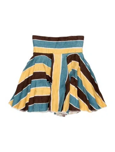 Pre-owned Dolce & Gabbana Linen Mini Skirt In Brown