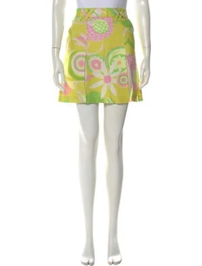 Pre-owned Dolce & Gabbana Linen Mini Skirt In Yellow