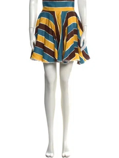 Pre-owned Dolce & Gabbana Linen Mini Skirt In Yellow
