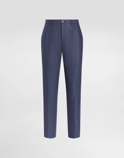 Dolce & Gabbana Linen Pants In Blue