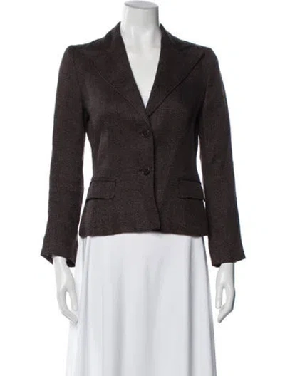 Pre-owned Dolce & Gabbana Linen Printed Blazer In Brown