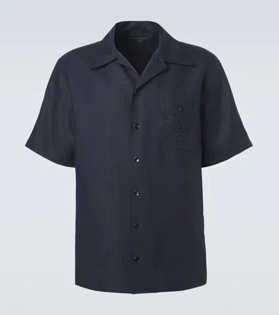 Dolce & Gabbana Linen Shirt In Blue