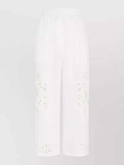 Dolce & Gabbana Linen Short Trousers Cut Out Embroidery In White
