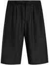Dolce & Gabbana Black Linen Bermuda Shorts In Black