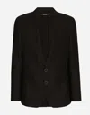 Dolce & Gabbana Deconstructed Single-breasted Linen Blazer In Black