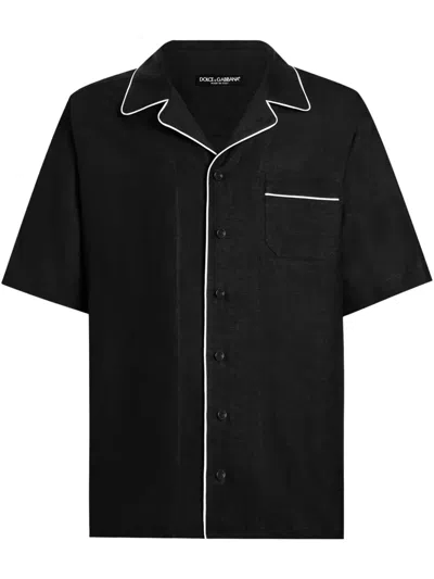 Dolce & Gabbana Linen-silk Shirt In Black