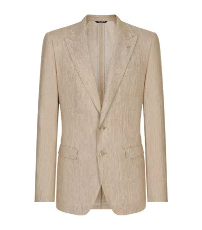 Dolce & Gabbana Single-breasted Linen Taormina Jacket In Multicolor