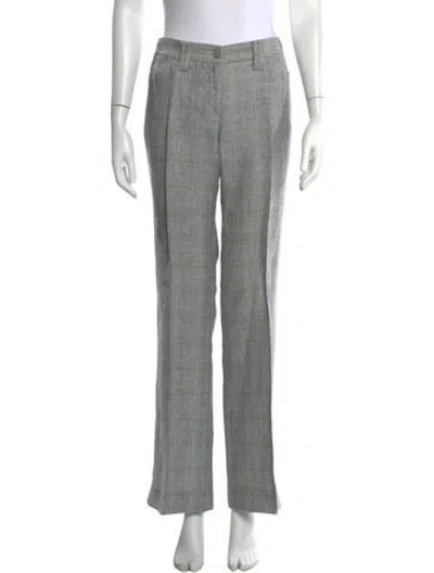 Pre-owned Dolce & Gabbana Linen Straight Leg Pants In Blue/grey