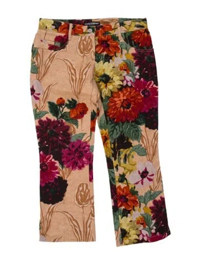 Pre-owned Dolce & Gabbana Linen Straight Leg Pants In Orange
