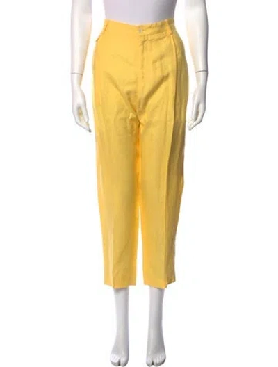 Pre-owned Dolce & Gabbana Linen Straight Leg Pants In Yellow