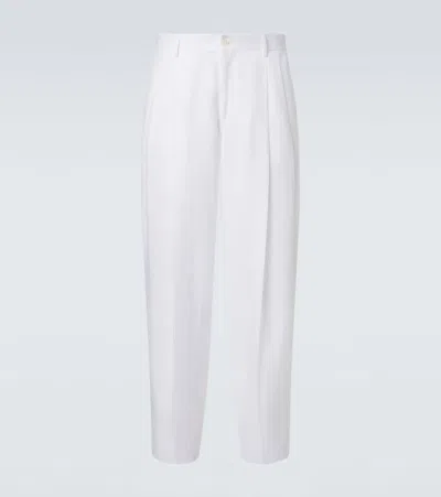 Dolce & Gabbana Linen Tapered Pants In White