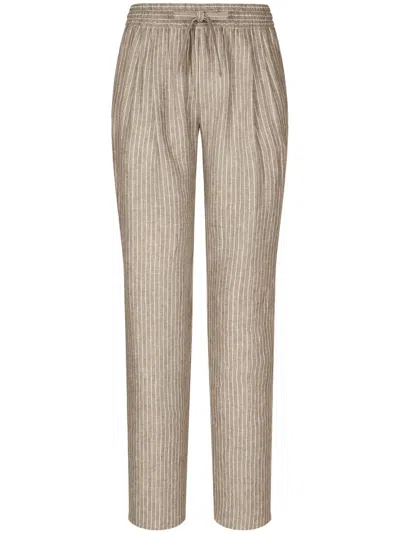 Dolce & Gabbana Linen Track Pants In Nude