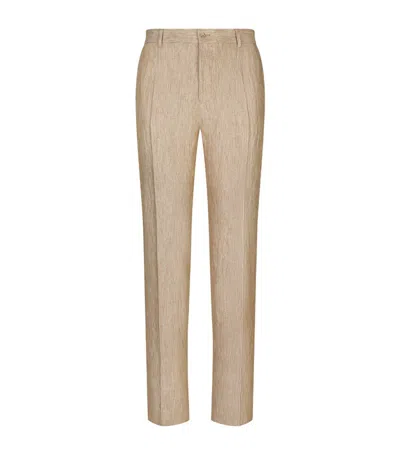 Dolce & Gabbana Linen Tailored Trousers In Multicolor
