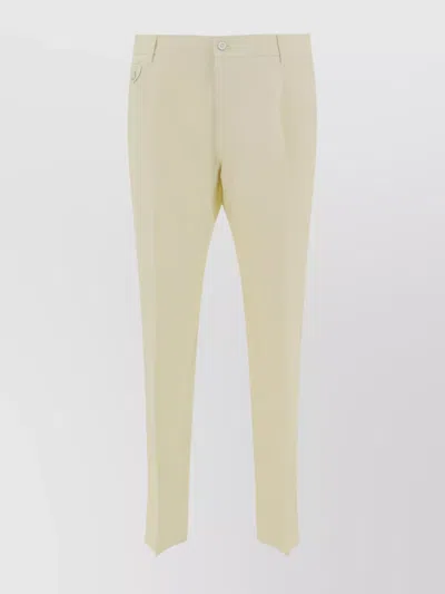 Dolce & Gabbana Linen Trousers With Belt Loops And Pockets In Neutral