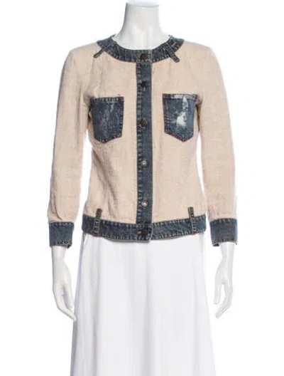 Pre-owned Dolce & Gabbana Linen Tweed Pattern Evening Jacket In Neutral