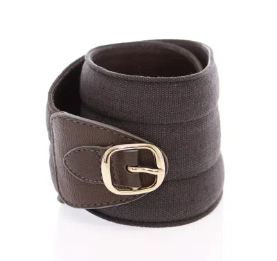 Dolce & Gabbana Linen-leather Logo Belt In Brown