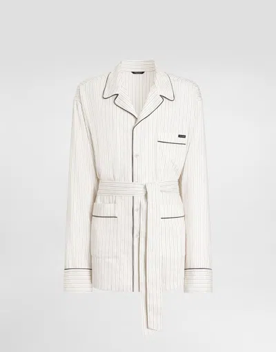 Dolce & Gabbana Linen-silk Vanity Robe In White