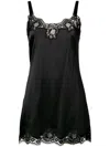 Dolce & Gabbana Silk Satin & Lace Slip Dress In Black