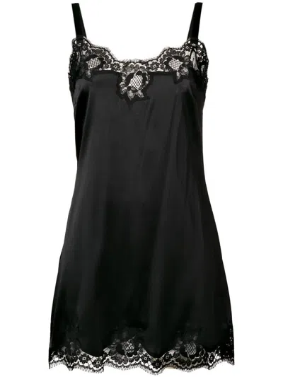 Dolce & Gabbana Lace Detailed Slip Dress In Black