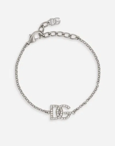Dolce & Gabbana Link Bracelet With Dg Logo In Silver