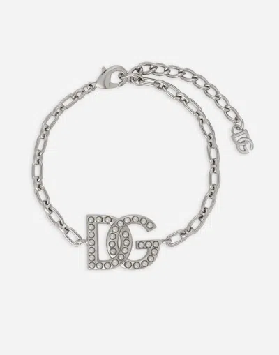 Dolce & Gabbana Link Bracelet With Dg Logo In Silver