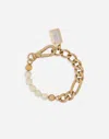 Dolce & Gabbana Logo-plaque Chain-link Bracelet In Gold
