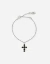 DOLCE & GABBANA LINK BRACELET WITH RHINESTONE-DETAILED CROSS CHARMS