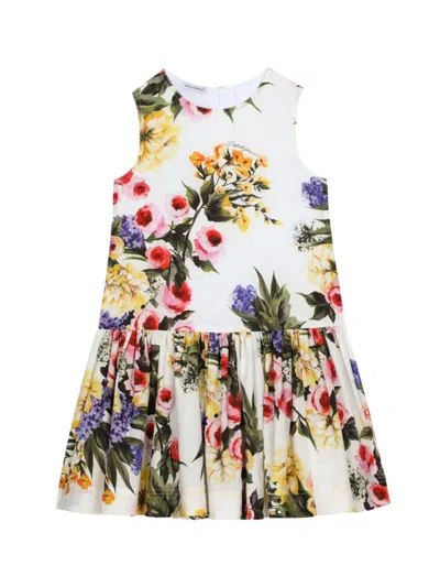 Dolce & Gabbana Kids' Girl's Flower Power Printed Cotton Sleeveless Dress In Floral Multi