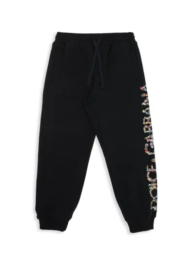 Dolce & Gabbana Kids' Little Girl's & Girl's Floral Logo Sweatpants In Black