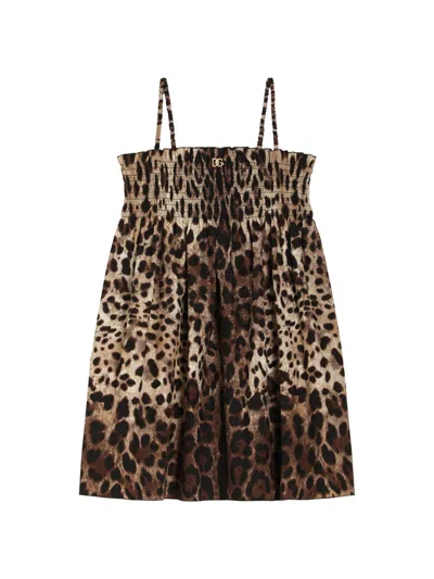 Dolce & Gabbana Kids' Little Girl's & Girl's Leopard Print Dress In Brown