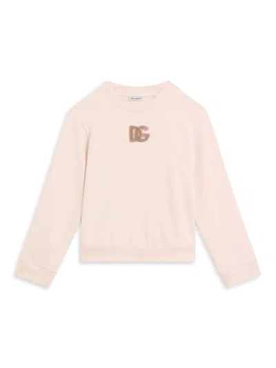 Dolce & Gabbana Little Girl's & Girl's Logo Crewneck Sweatshirt In Pink