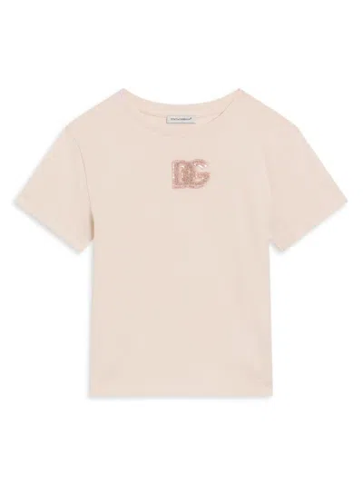 Dolce & Gabbana Little Girl's & Girl's Logo Embellished T-shirt In Pink