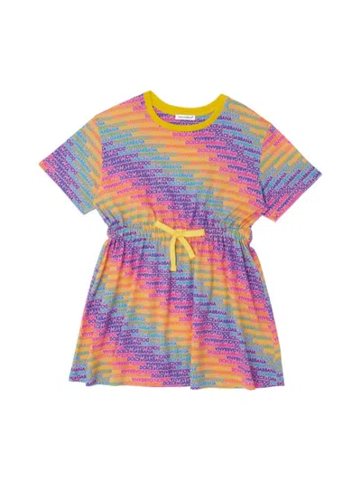 Dolce & Gabbana Babies' Little Girl's & Girl's Logomania Rainbow Print T-shirt Dress In Neutral