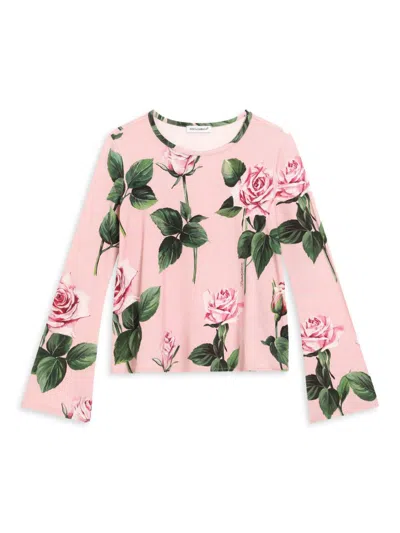 Dolce & Gabbana Kids' Little Girl's & Girl's Rose Print Long-sleeve T-shirt In Pink