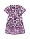 Dolce & Gabbana Majolica-print Short-sleeved Poplin Dress In Purple