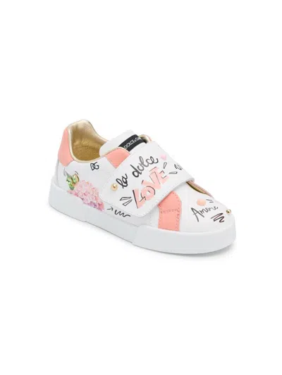 Dolce & Gabbana Babies' Little Girl's Leather Low-top Sneakers In White