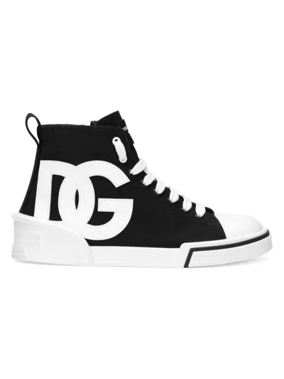 Dolce & Gabbana Canvas Portofino Space High-top Sneakers In Black