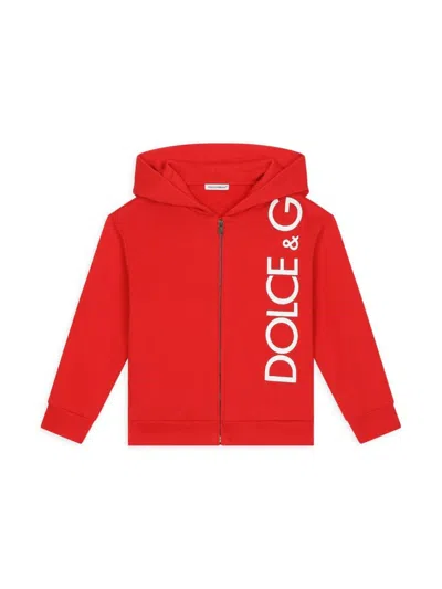 Dolce & Gabbana Little Kid's & Kid's Logo Zip-up Hoodie In Red